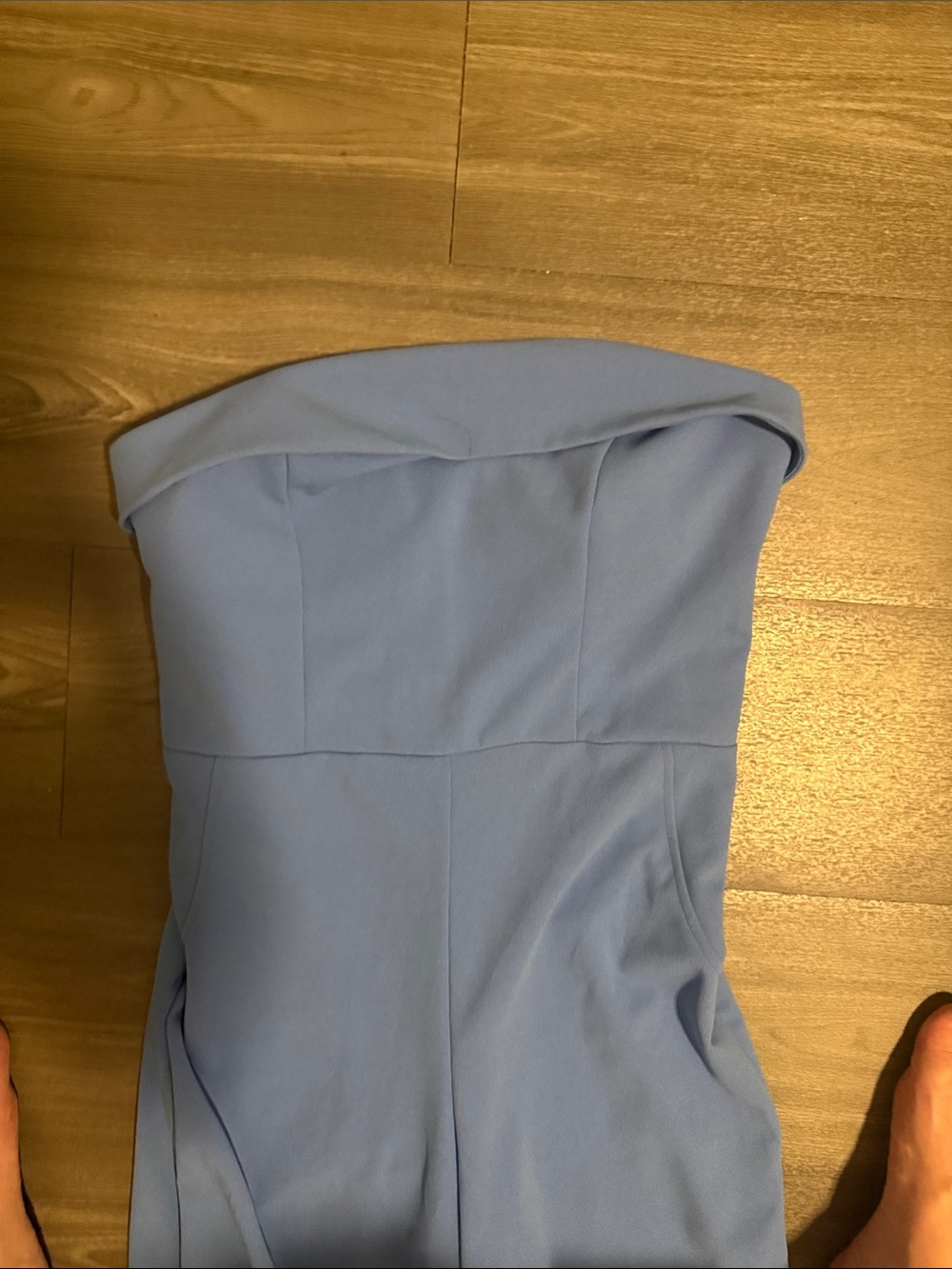 Strapless Light Blue Midi Dress